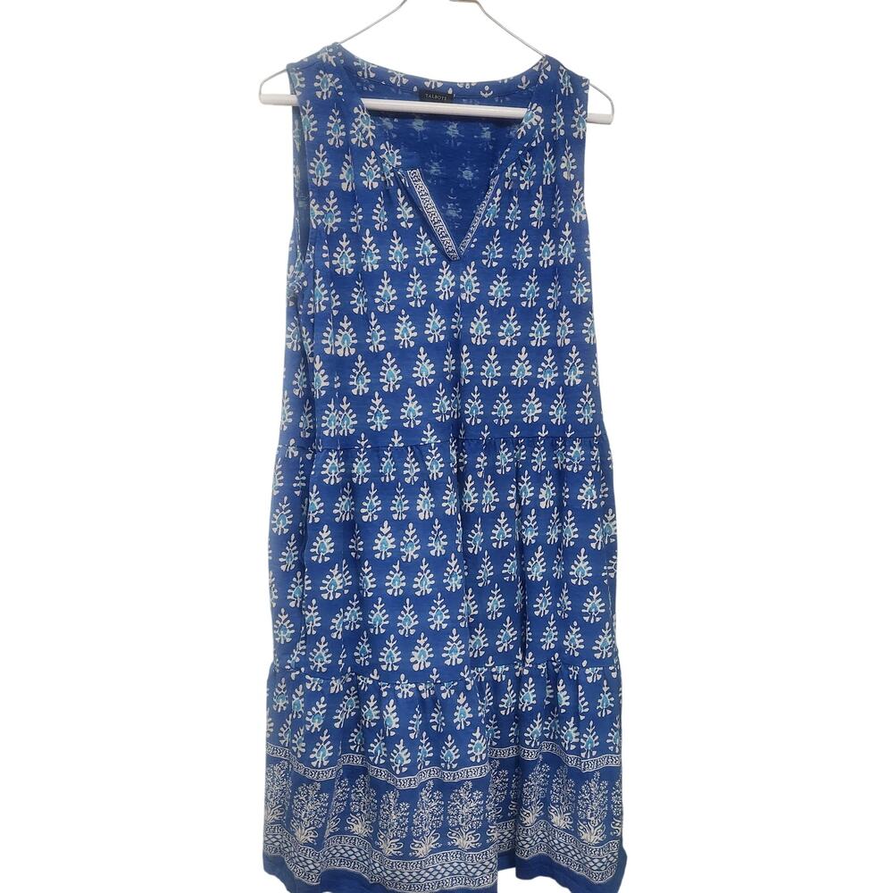 Talbots Nantucket Slub Sleeveless Tiered Dress Size L